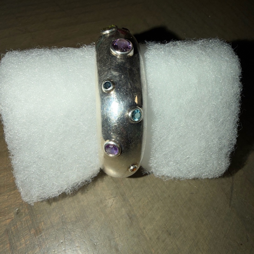 Sterling silver multi gemstone cuff bracelet - Picture 5 of 9